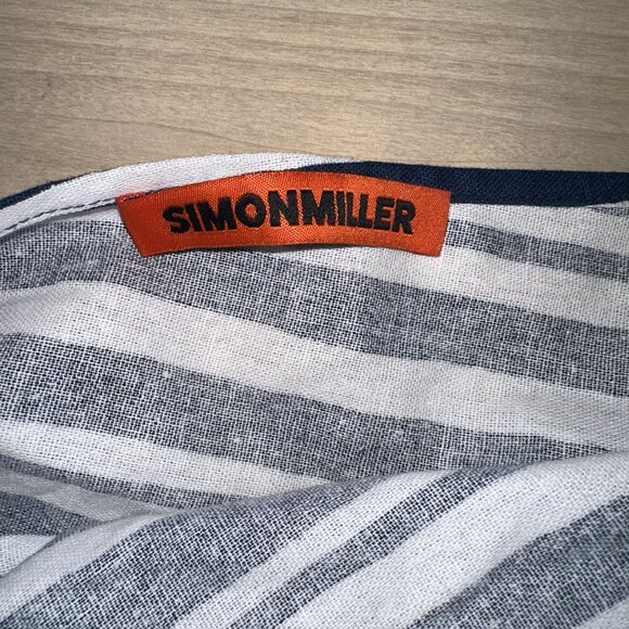 NWOT Simon Miller Mette Linen Blend Ink Blue Macadamia Stripe Top Women's 0 - Picture 6 of 10